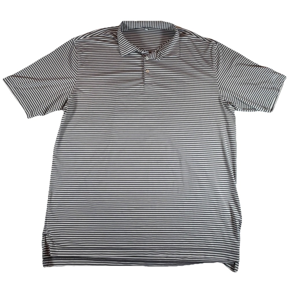 Peter Millar Shirt Men's 2XL Dark Gray White Stripes Summer Comfort Golf‎ Polo